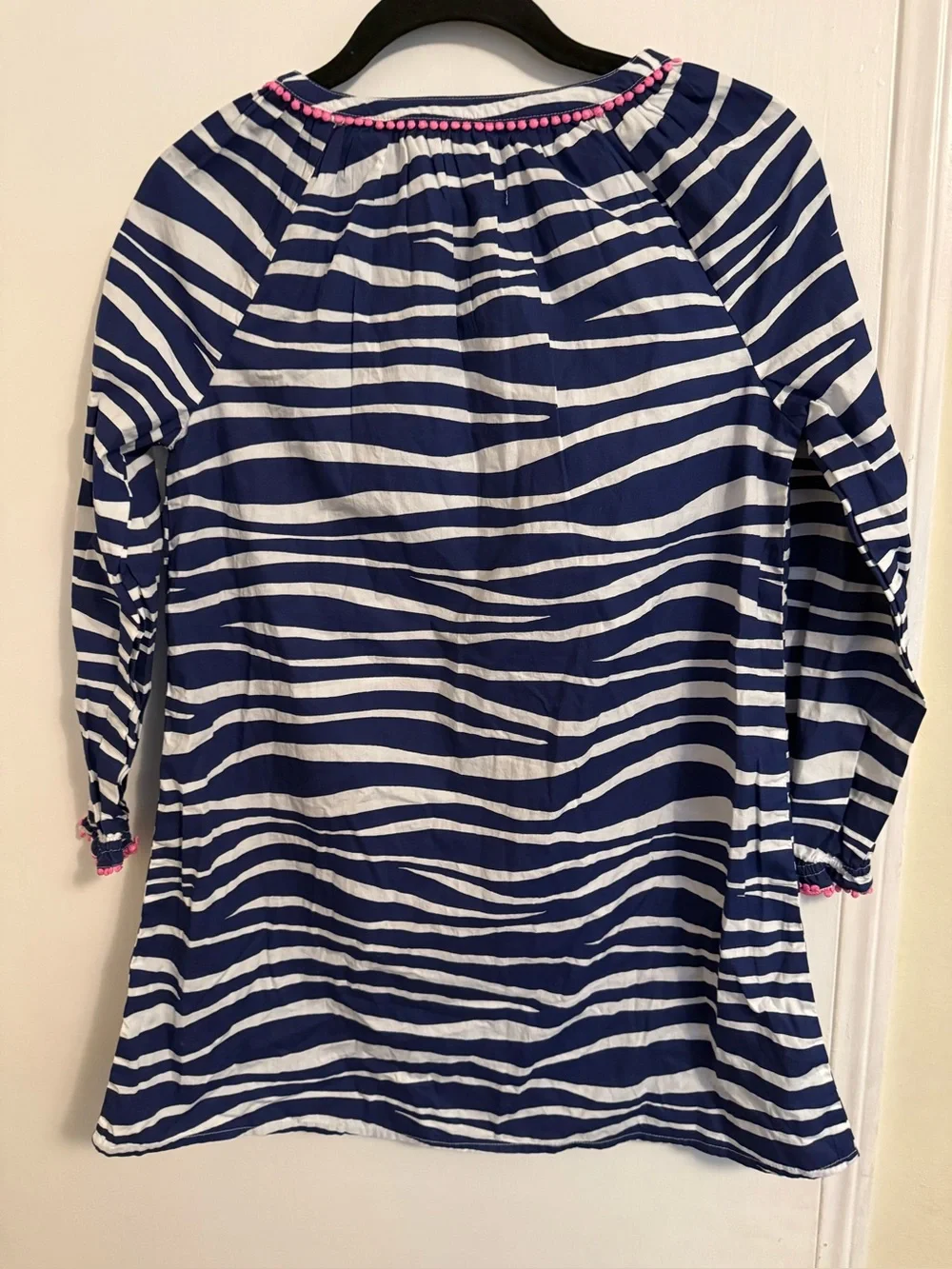 Mini Boden Navy and White Striped Tunic with Pink Trim